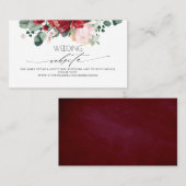 Bruiloft Website Bourgondië Rood en Blush Roze Visitekaartje (Voorkant / Achterkant)