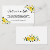 Bruiloft Website Details Gele Bloemen Informatiekaartje (Voorkant / Achterkant)