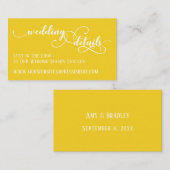 Bruiloft Website Details Script Mosterd Geel Informatiekaartje (Voorkant / Achterkant)