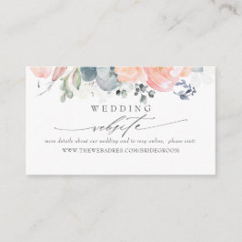 Bruiloft Website Dusty Blue en Perzik Blauw Visitekaartje