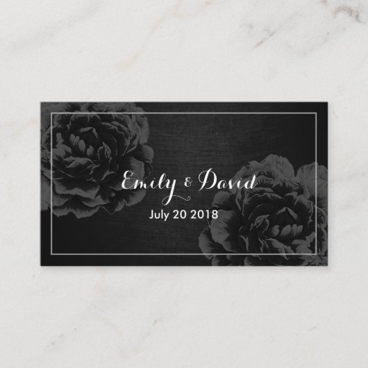 Bruiloft Website invoegen Kaart | Elegante zwarte  (Voorkant)