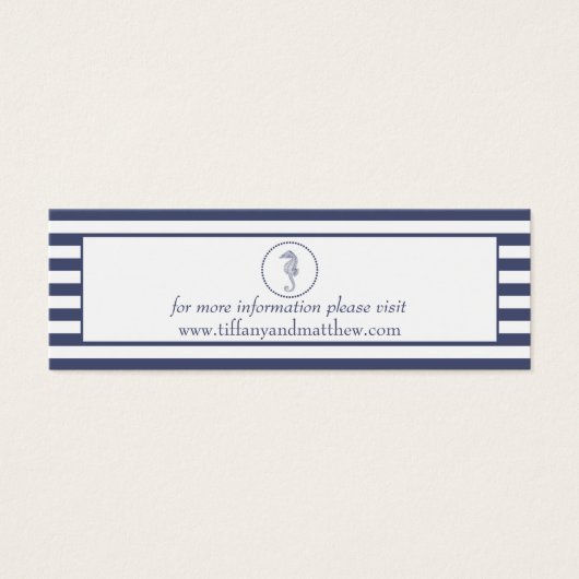 Bruiloft Website Kaart | nautisch blauw zeepaardje (Voorkant)