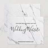Bruiloft website kaart | Wit marmer Briefkaart (Voorkant / Achterkant)