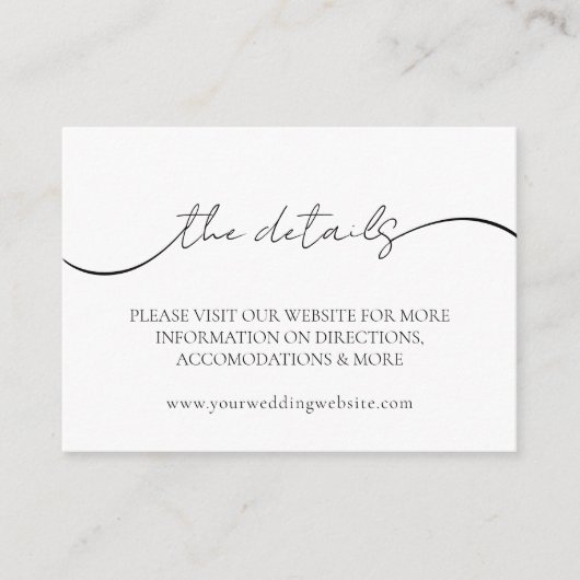 Bruiloft website minimale foto details informatiekaartje (Voorkant)