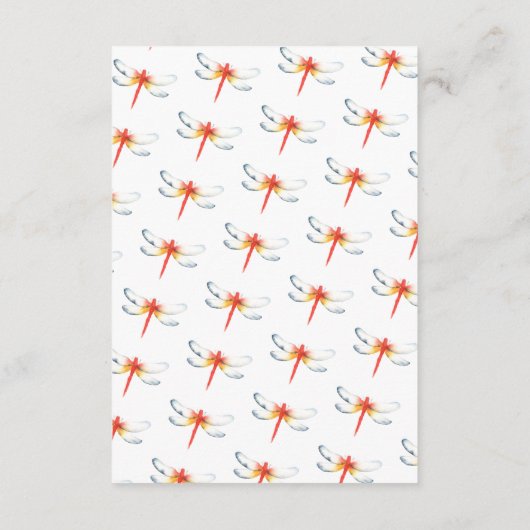 Bruiloft Website Plaats Kaart Rode Dragonfly (Achterkant)