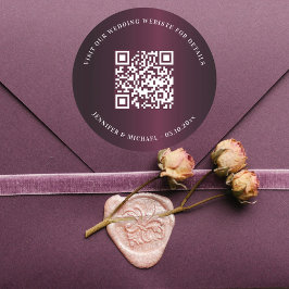 Bruiloft website QR code details rsvp bordeaux Ronde Sticker