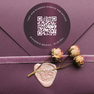 Bruiloft website QR code details rsvp bordeaux Ronde Sticker