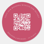 Bruiloft website QR code details rsvp magenta Ronde Sticker (Voorkant)