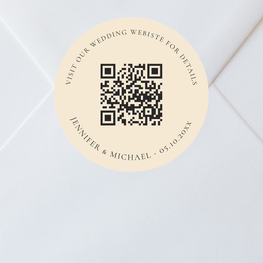 Bruiloft website QR code details rsvp perzik Ronde Sticker