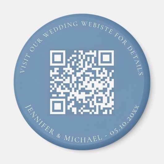 Bruiloft website QR code details rsvp stoffig blau Magneet (Voorkant)