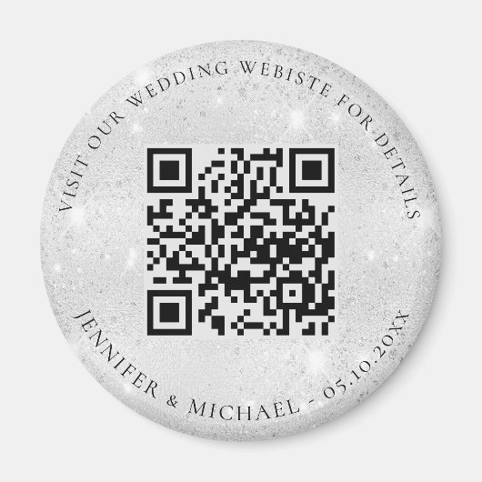 Bruiloft website QR code details rsvp zilver Magneet (Voorkant)