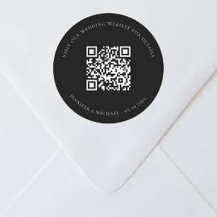 Bruiloft website QR code details rsvp zwart Ronde Sticker