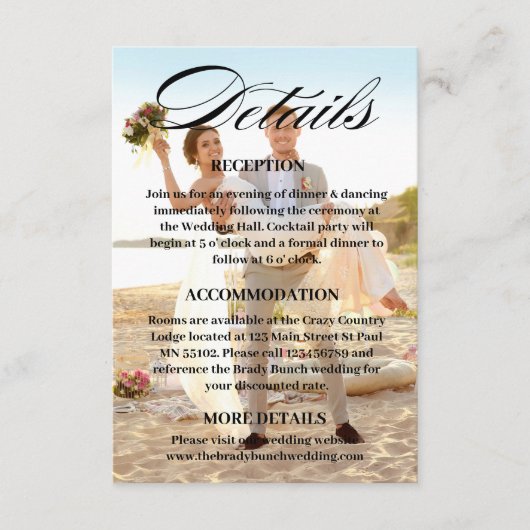 Bruiloft Website QR Code Foto - Register RSVP etc Informatiekaartje (Voorkant)