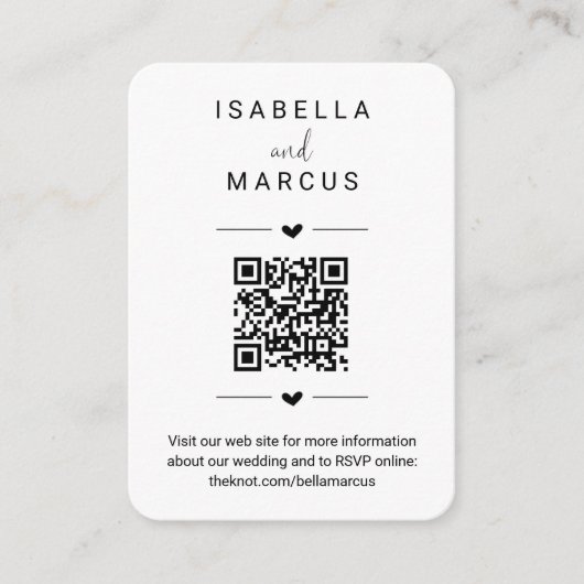 Bruiloft Website QR Code Foto - Register RSVP etc Informatiekaartje (Voorkant)