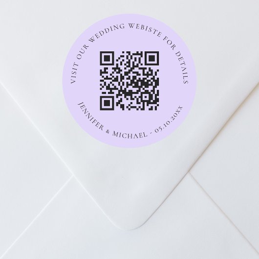 Bruiloft website QR details informatie rsvp violet Ronde Sticker