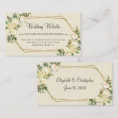 Bruiloft Website Roos Bloemen Goud Lijst Geometris Informatiekaartje (Voorkant / Achterkant)