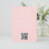 Bruiloft Website Roze Blush Monogram Behuizing Kaa Informatiekaartje (Staand voorkant)