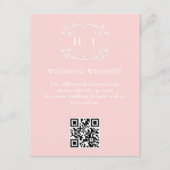 Bruiloft Website Roze Blush Monogram Behuizing Kaa Informatiekaartje (Voorkant)