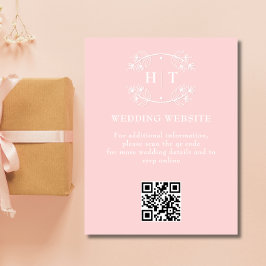 Bruiloft Website Roze Blush Monogram Behuizing Kaa Informatiekaartje