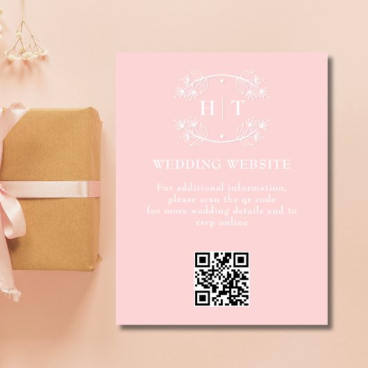 Bruiloft Website Roze Blush Monogram Behuizing Kaa Informatiekaartje