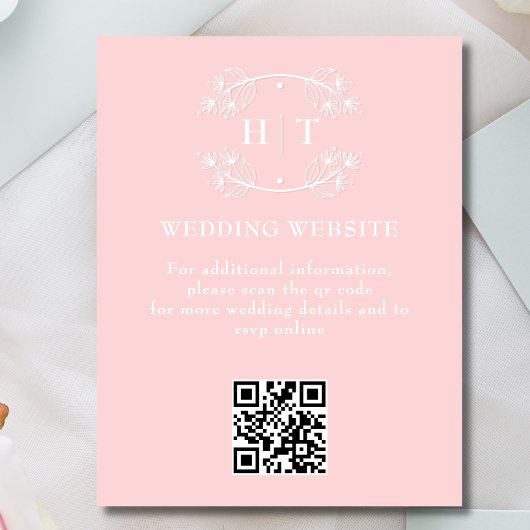 Bruiloft Website Roze Blush Monogram Behuizing Kaa Informatiekaartje