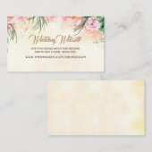 Bruiloft Website Roze Tropische Bloemen & Palmblad Visitekaartje (Voorkant / Achterkant)