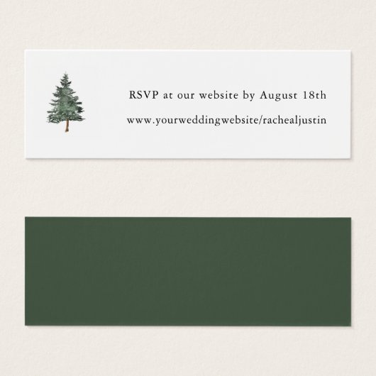 Bruiloft Website RSVP met bergbos dennenboom Mini Visitekaartjes (Voorkant /achterkant)