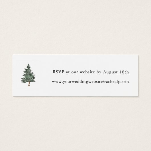 Bruiloft Website RSVP met bergbos dennenboom Mini Visitekaartjes (Voorkant)