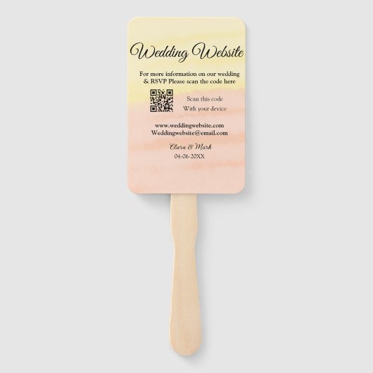 Bruiloft website toevoegen Q R-code scan voeg naam Handwaaier (Achterkant)