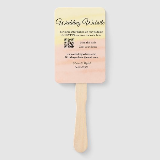 Bruiloft website toevoegen Q R-code scan voeg naam Handwaaier (Voorkant)