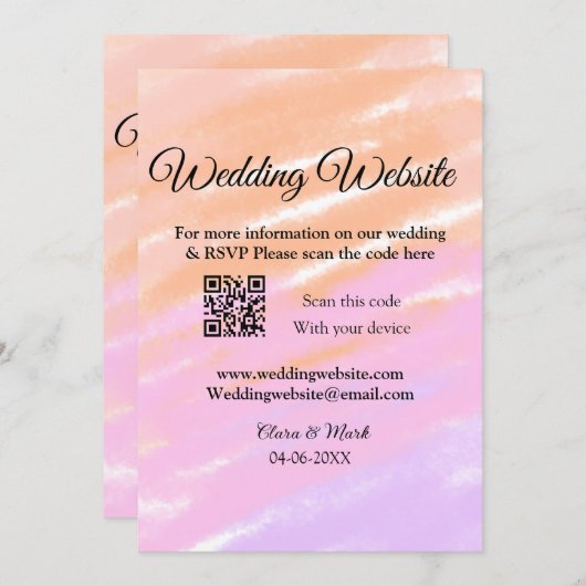 Bruiloft website toevoegen Q R-code scan voeg naam Kaart (Voorkant / Achterkant)