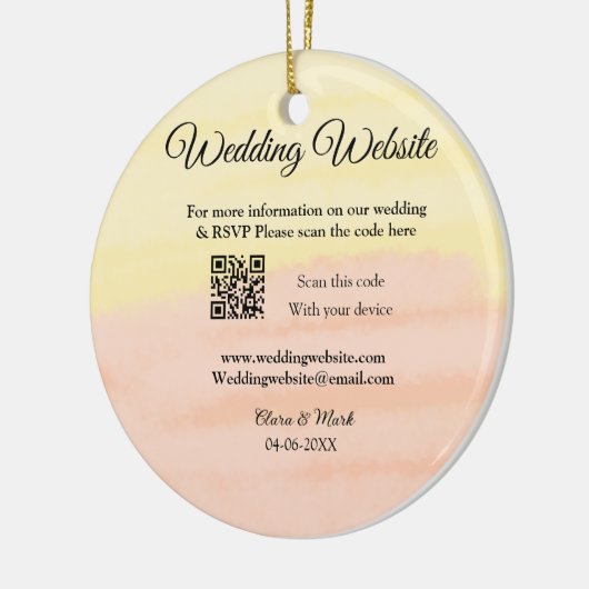 Bruiloft website toevoegen Q R-code scan voeg naam Keramisch Ornament (Links)