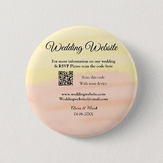 Bruiloft website toevoegen Q R-code scan voeg naam Ronde Button 5,7 Cm (Voorkant)