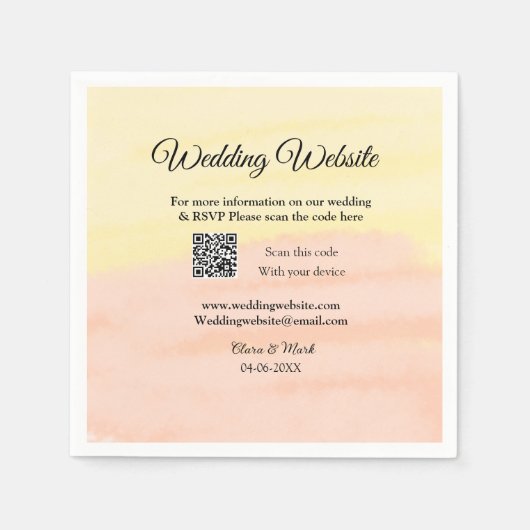 Bruiloft website toevoegen Q R-code scan voeg naam Servet (Voorkant)
