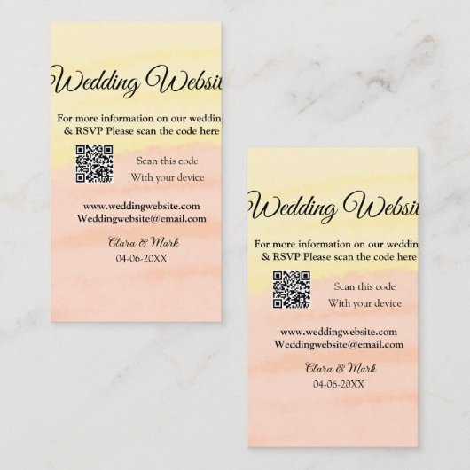 Bruiloft website toevoegen Q R-code scan voeg naam Visitekaartje (Voorkant / Achterkant)