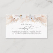 Bruiloft Website Witte Tropische Bloemen & Pampa's Visitekaartje (Voorkant)