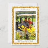 Bruiloft Weekend Activiteit Golf Goud Glitter Foto Kaart (Achterkant)