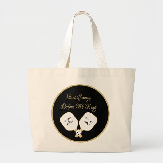 Bruiloft Weekend Activiteit Pickleball Gold & Whit Grote Tote Bag (Voorkant)
