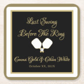 Bruiloft Weekend Activiteit Pickleball Gold & Whit Kartonnen Onderzetters (Voorkant)