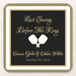 Bruiloft Weekend Activiteit Pickleball Gold & Whit Kartonnen Onderzetters