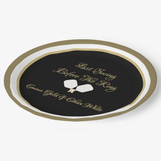 Bruiloft Weekend Activiteit Pickleball Gold & Whit Papieren Bordje (Gekanteld)