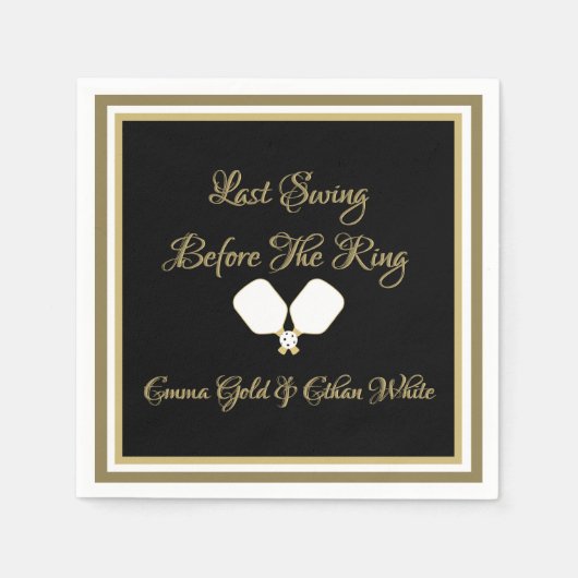 Bruiloft Weekend Activiteit Pickleball Gold & Whit Servet (Voorkant)