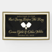 Bruiloft Weekend Activiteit Pickleball Gold & Whit Spandoek (Horizontaal)