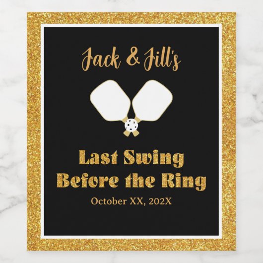 Bruiloft Weekend Activiteit Pickleball Gold & Whit Wijn Etiket (Enkel label)