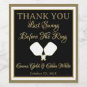 Bruiloft Weekend Activiteit Pickleball Gold & Whit Wijn Etiket (Enkel label)