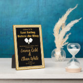 Bruiloft Weekend Activiteit Pickleball Zwart & Gou Fotoplaat (Zijkant)