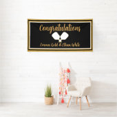 Bruiloft Weekend Activiteit Pickleball Zwart & Gou Spandoek (Insitu)