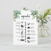 Bruiloft Weekend Groen Gast Agenda Advieskaart (Staand voorkant)