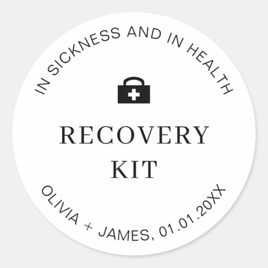 Bruiloft Weekend Herstel Kit Eerste Hulp Kater Ronde Sticker (Voorkant)