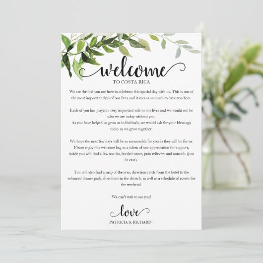 Bruiloft Weekend Route Elegant Groen Invitat Kaart (Staand voorkant)